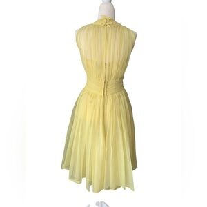 Vintage-Inspired Yellow Chiffon Dress - Small